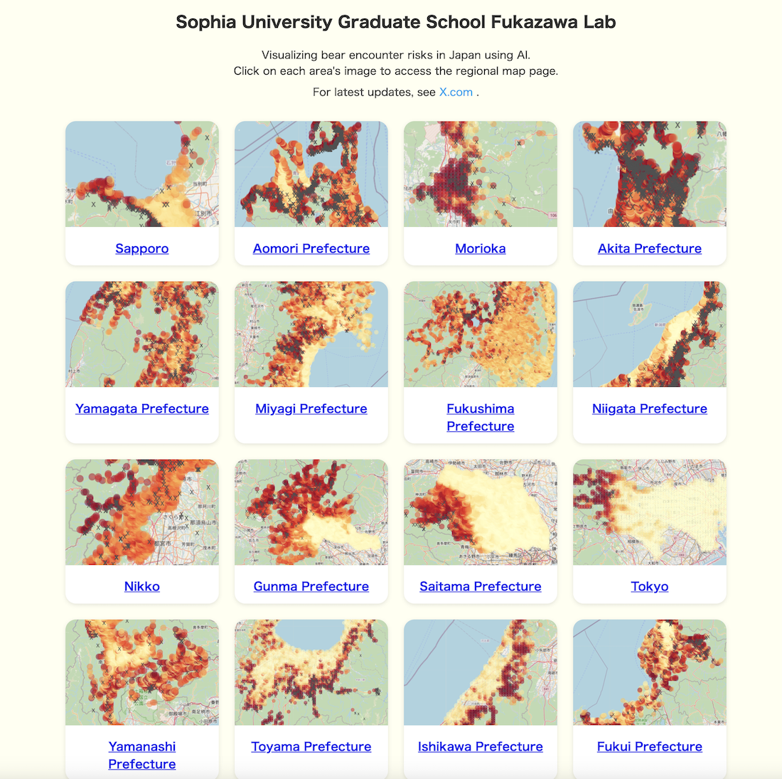 Sophia University releases Japan 'Bear Encounter AI Prediction Map' online