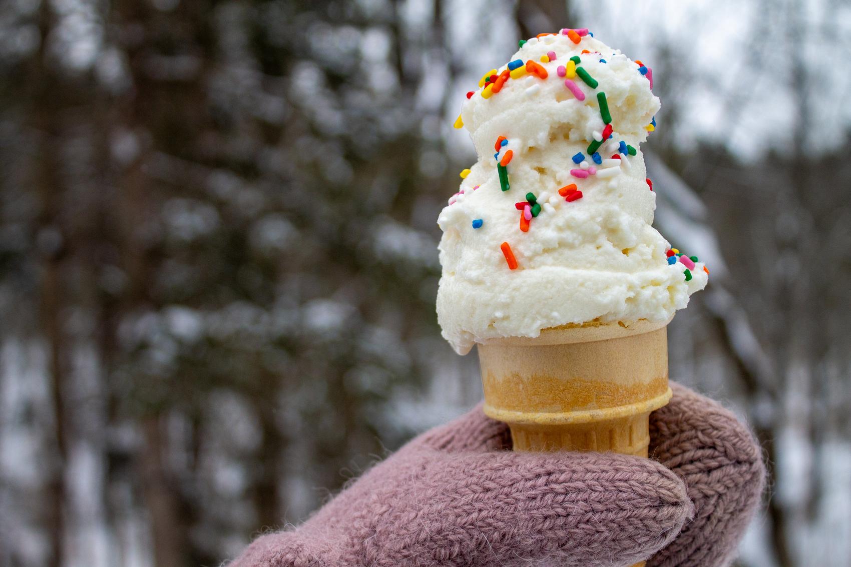 Eating snow cones or snow cream can be a winter delight, if done safely